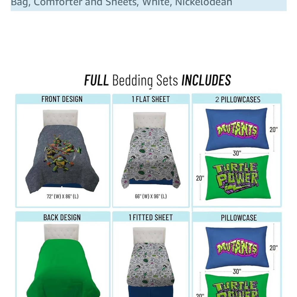 Nickelodeon Teenage Mutant Ninja Turtles Bedding Set - Gray, Green, Blue